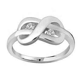 MATERIA by Matthias Wagner Jewellery Women's Ring Infinity Bow 925 Silver Ring Zirconia White, Zirconia, Cubic Zirconia