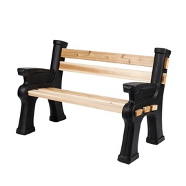 RTS Home Accents Custom Length Lightweight Indoor or Outdoor Bench Ends with Backrest and Armrest (Wood & Screws Sold Separately), Black