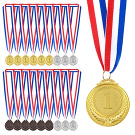 EupHHonycs 18 Pieces Gold Silver Bronze Award Medals Metal Winner Award Medals with Neck Ribbon Olympic Style Winner Medals 1st 2nd 3rd Prize for Competitions, Party,Olympic Style, 2 Inches