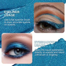 Oulac Liquid Glitter Eyeshadow - Metallic Blue Eyeshadow Sparkly Blue Eyeliner, Liquid Shimmer Eyeshadow & Eyeliner Blendable Eye Make-up, Crease Resistant, Vegan, 5.4g, Ocean Treasure (10)