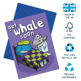 Coddies - Funny Get Well Soon Card - Fish Pun Greeting Card for Men & Women - 'Get Whale Soon' - Fishing Humour for Dad, Husband or Son