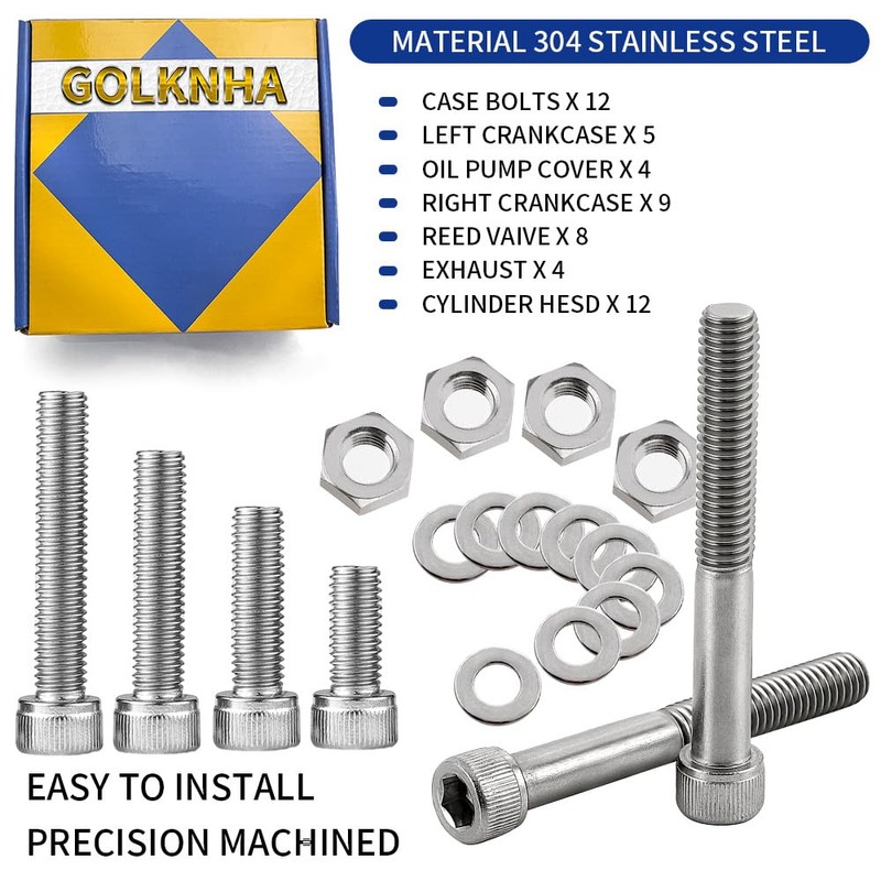 304 Stainless Steel Engine Bolt Kit 54pcs (7Pack) Compatible for