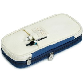 MESVIER Estuche para Lápices de Gran Capacidad, Lapicera Expandible con 4 Compartimientos, Lapiceras Organizadoras de Lona Organizador de Papelería para Escolar Oficina Trabajo (Azul Marino)