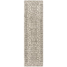 SAFAVIEH Hudson Shag Collection SGH376A Moroccan Non-Shedding Living Room Bedroom Dining Room Entryway Plush 2-inch Thick Accent Rug, 2' x 3', Ivory / Grey