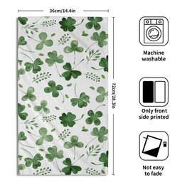 Giwawa St Patrick Day Hand Towel Set of 2 Sage Green Clovers Shamrock Towel Spring Summer Eucalyptus Leaves Face Towel Quick Drying Dish Wash Cloth for Hotel Bathroom Gym Home Holiday