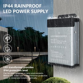 SUCIKORIO 12V 300W LED Power Supply Rainproof IP44, Ultra Slim LED Transformer 100-240V AC to 12V DC 25A Converter Quiet Low Volt LED Driver Constant Voltage Driver Adapter for Indoor and Outdoor