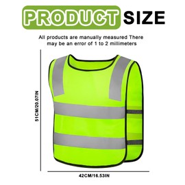 Vegena 8 Stck Warnweste Kinder (3-12 Jahre), Sicherheitsweste Kinder, Warnwesten Auto Kinder, Reflektierende Hohe Sichtbarkeit Kinderwarnweste, Reflektorweste fr Den Schulweg, Radfahren, Stra?enverkehr