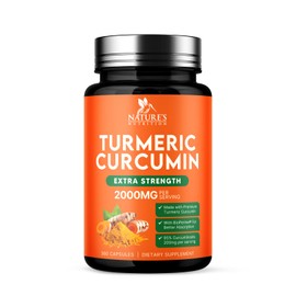 Turmeric Curcumin Supplement 2000mg - Nature's Joint & Immune Support, Organic Tumeric & BioPerine Black Pepper for Best Absorption with 95% Curcuminoids, Non-GMO, Bottled USA - 360 Capsules