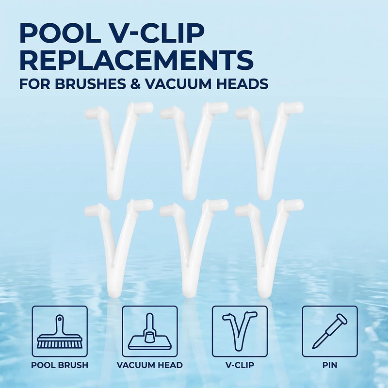 6Pcs White Pool Supply V Clip, Pool Butterfly Clip V