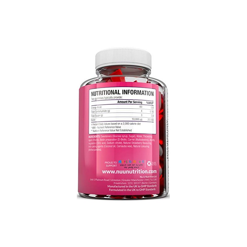 Biotin Hair Gummies 10,000mcg - 90 Vegan Gummies - 45