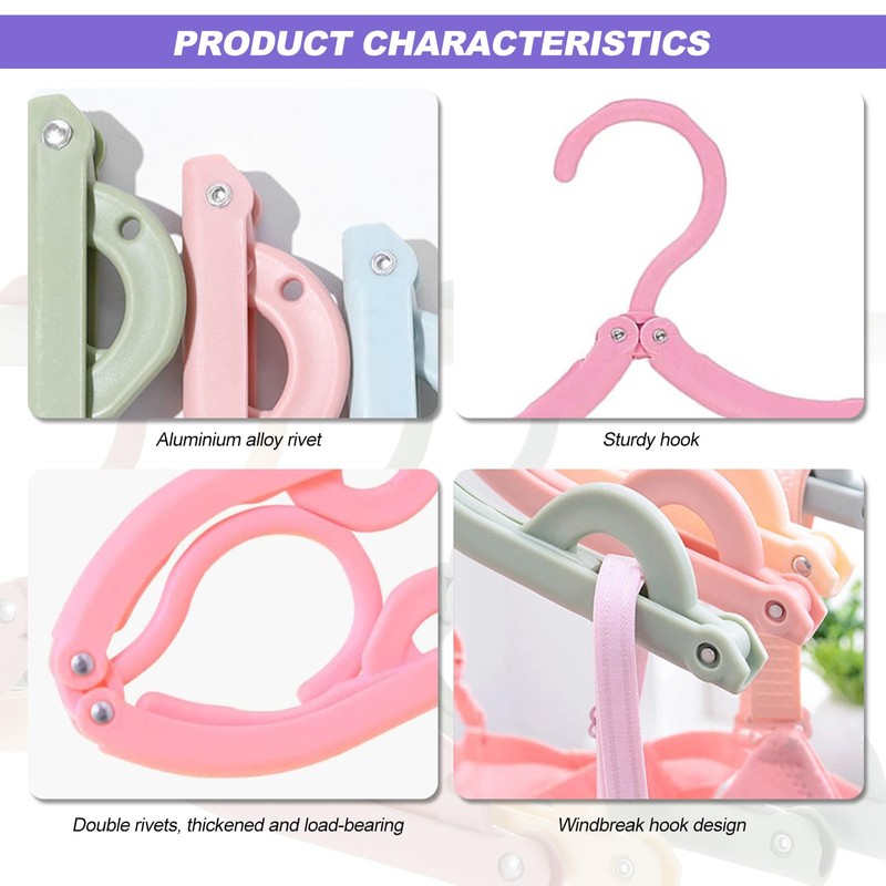 20pcs Folding Clothes Hangers, Plastic Portable Folding Coats Hanger, 4