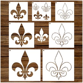 Fleur De Lis Stencils for Painting on Wood Canvas Paper Fabric Cookie Flower Paint Stencil for Crafts Adult Art Projects Drawing Reusable Burning Pattern for Wall Decorating (Fleur de lis)