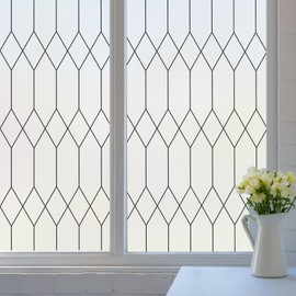 Coavas Window Privacy Film Frosted Glass Window Clings Heat Blocking Decorative Bathroom Home Window Tint Door Moroccan Lattice Day and Night Static Cling Removable Coverings(Pure)