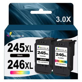 Relcolor Compatible Ink Cartridge Replacement for Canon 245XL 246XL (Black Color 2 Pack) 245 246 XL PG245 CL246 MX490 MG2522 MX492 TR4520 TR4500 MG2520 TS3300 TS3322 MG2525 TR4522 TS3100 TS3122 TS3320