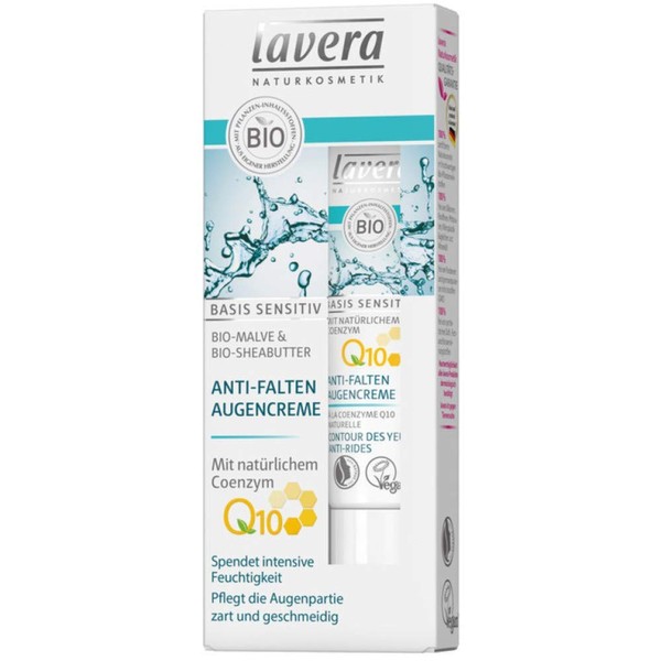 Lavera Eye Cream Basis Sensitive Anti-Wrinkle with Coenzyme Q10 Pack of 3 x 15 ml