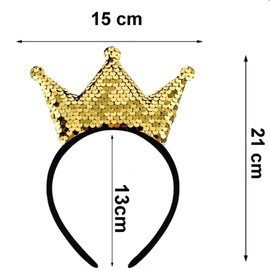 Hatstar Crown Headband, Golden Sequins, Glitter Crown Hair Band, Headpiece for Children, Men and Women, Hair Accessories for Theme Party, Carnival and Fancy Dress