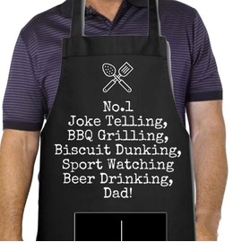 eBoutik - Novelty BBQ Cooking Apron with Convenient Front Pocket For Dad - Funny Joke Gift for Father - Joke Apron for Garden Party, Summer, Cooking, Birthdays etc
