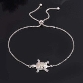 CiNily Adjustable Fire Opal Bracelets for Women Girls White Gold/Rose Gold Plated Gemstone Bracelet Opal Jewelry Gifts, 26.5*15 millimeter, Stone, Created Opal