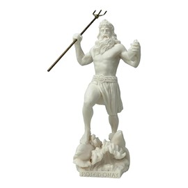Poseidon Greek God of the Sea Neptune Cast Marble Statue Sculpture Figurine 9"