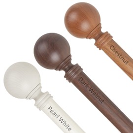 Rod Desyne 1" Evelyne Faux Wood Single Curtain Rod, 28-48 inch, Pearl White