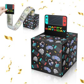 ISOVF Money Box for Cash Gift Birthday, Money Pull Box for Cash Gift DIY Set, Surprise Video Game Money Box Gifts for Gamer Lover, Gaming Birthday Party Decor-A02