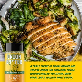 Fire & Smoke Society Onion Butter All Purpose Seasoning | BBQ Rubs for Smoking and Grilling | Steak, Grilled Chicken, Pork, Burgers | Onions, Green Herbs, White Pepper | M 5 oz