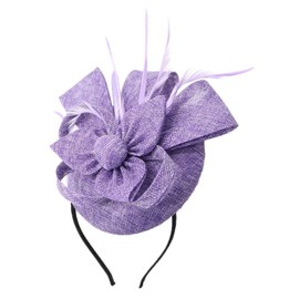Biruil Fascinators Hat for Women Girls Sinamay Flower Feathers Tea Party Cocktail Headband Hair Clip (B Purple)