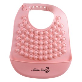 Momsent Silicone Bib for babies and toddlers. Sensory Fidget Popper Adjustable, waterproof, BPA Free. (Pink, blue) (Pink)