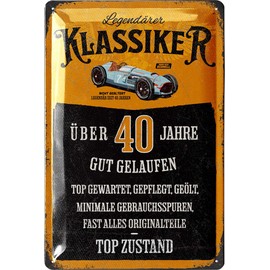 LANOLU Blechschild Schild 40 Geburtstag, SCHILD 40 JAHRE KLASSIKER, Geschenke für den 40 Geburtstag Mann, lustiges Schild 40 Geburtstag Deko als lustige Geburtstagskarte 20x30 cm