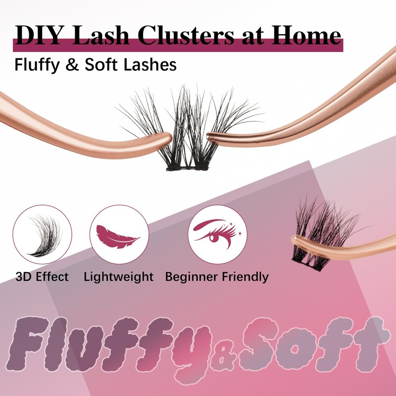 Mayhug Natural Lash Extension 144Pcs Lash Clusters Wispy Eyelash Extensions