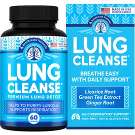 Lung Support Supplement - Natural Capsules for Lung Cleanse and Detox - Made in USA - Respiratory System; Mucus Clear - Vegan Supplement for Lung Detox; Respiratory Support - 60 Capsules