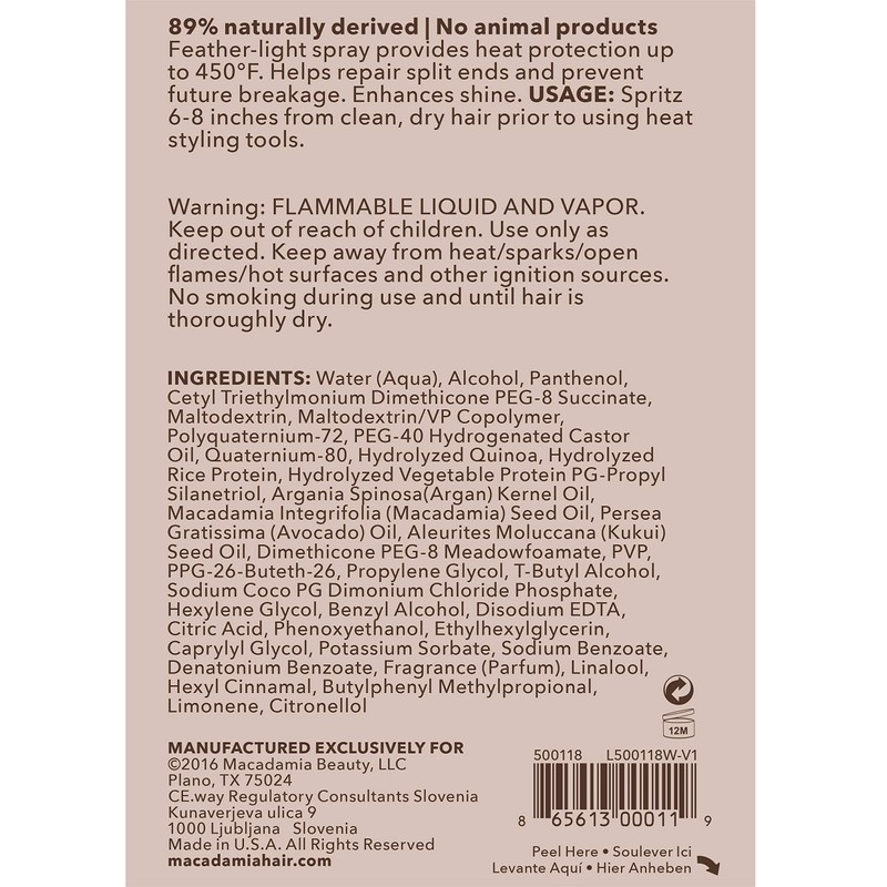 Macadamia Professional Thermal Protectant Hair Spray, 5 Fl oz