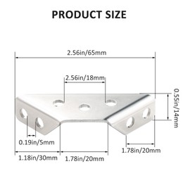 Jinyuanchao 24 Universal Stainless Steel Triangle Brackets, Stainless Steel Furniture Corner Connector Screws, Trapezoidal Corner Brackets for Wooden Furniture, Cabinets, Tables and Chairs (12)