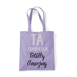 Miammo TA stands for totally amazing teacher appreciation statement tote shopping bag - Lavender
