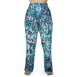 BRIEF INSANITY Lounge Pajama Pants for Men and Women | Vibrant Blue Fun & Good Vibes Beautiful Butterfly Print Bottoms - Comfy, Ultra Soft, Novelty Loungewear Pants (Butterfly, X-Large)