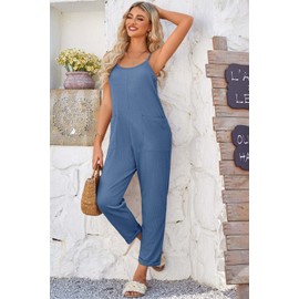 STYLEWORD - overol de primavera suelto con tirantes delgados para mujer 2024 con bolsillos, Azul, M