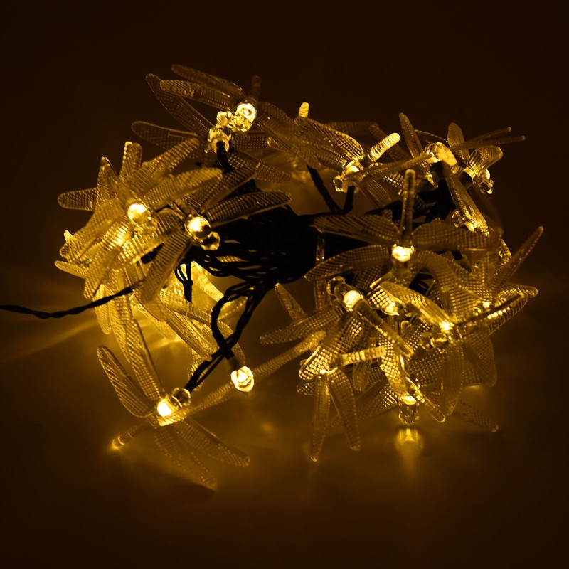 Dragonfly Solar String Lights 30LEDs Solar Powered Fairy Lights Waterproof