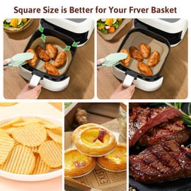 Air Fryer Liners, 50PCS, 8 Inch, Disposable Parchment Paper Sheets Square, Non-stick Airfryer Basket Paper Liners for Baking, Fit for Airfryer Oven Microwave