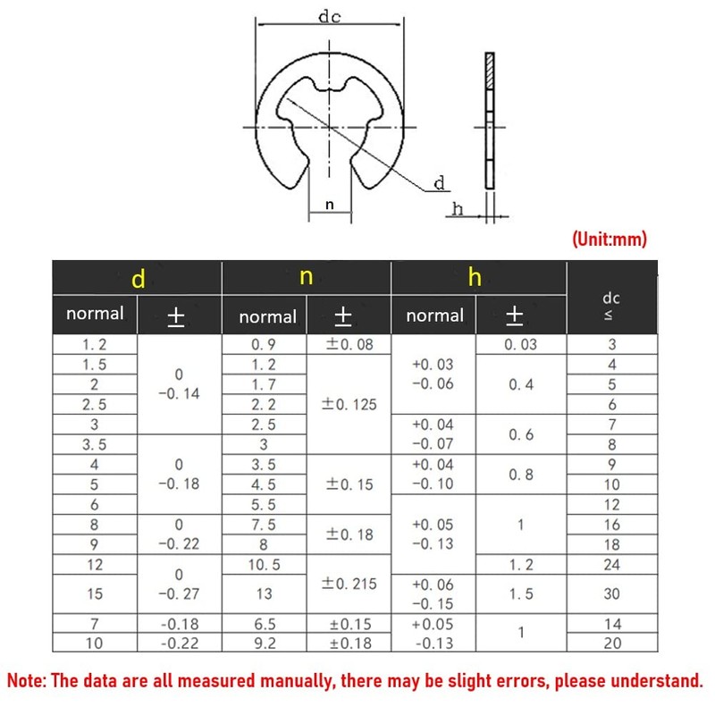 CONPHERON Manganese Steel E-Clip External Retaining Ring Snap Internal Circlip