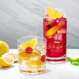 Amazing Abby - Probity - 12-Ounce and 16-Ounce Plastic Tumblers (Set of 8), Plastic Drinking Glasses, All-Clear Reusable Plastic Cups, BPA-Free, Shatter-Proof, Dishwasher-Safe