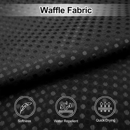 Black Waffle Weave Shower Curtain HADEEONG 72x72in Cloth Shower Curtain Waffle Textured Fabric Shower Curtain with 12 Plastic Hooks Waterproof Washable for Hotel Spa Bathroom