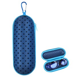 DIELOVEHUA Swimming goggles case, swim glasses case, glasses case with carabiner and drainage hole, glasses case, hard case, unisex swimming goggles case