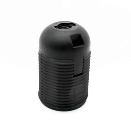 Socket E27 Black with Threaded Sheath and Cap Fine Thread M10 x 1 Lamp Holder Thermoplastic Pluggable