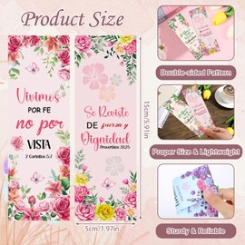 Spanish Bible Verse Bookmarks Gifts - Cosmisun 100 Pcs Inspirational Scripture Bookmark Christian Flower Book Mark Religious Page Clips Gift for Women Men Prayer Bible Study Church Readers Book Lovers