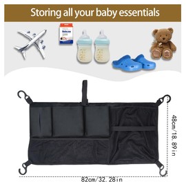 Stroller Wagon Cargo Net, Abnaok Wagon Accessories Organizer Compatible with WONDERFOLD W-Series Models, Large Capacity Mesh Cargo Storage Bag with Sorting Pockets Compatible with Keenz Wagon