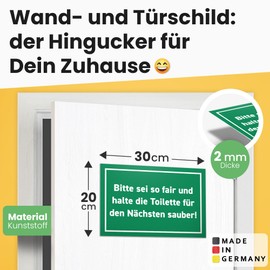 DankeDir! Haltet die Toilette für den Nächsten Sauber - Sign 30 x 20 cm - Wall Guest Toilet Men's Decorative Door Sign Guest Toilet - Toilet Sign for Hanging Toilet Sign Funny