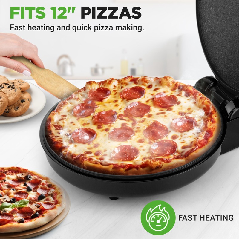 NutriChef Countertop Pizza Maker | 1500W Non-Stick Electric Pizza Cooker