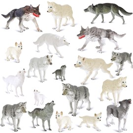 Deekin 20 Pcs Figure Mini Miniatures Figurines Mini Realistic Decor Themed Party Gifts for Diorama Projects Birthday Gift Learning (Wolf)