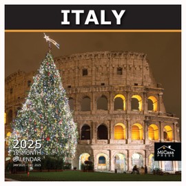 MICASA Italy 2025 Wall Calendar 12 Month | 12" x 24" Open | Thick & Sturdy Paper | Giftable | Calendar 2025