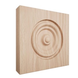 4 1/2" W x 4 1/2" H x 7/8" P Americraft Solid Hardwood Stain Grade Bullseye Rosette with Squared Edge, Red Oak